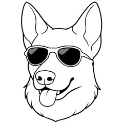 Best Dog Head line art,  vector, Silhouette, illustration
