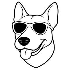 Best Dog Head line art,  vector, Silhouette, illustration