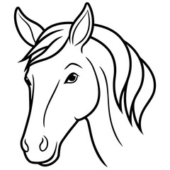 Best Horse Head,  line art ,vector, Silhouette, illustration