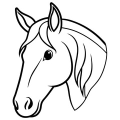 Best Horse Head,  line art ,vector, Silhouette, illustration