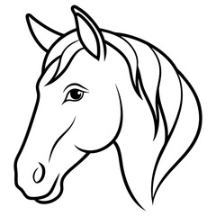 Best Horse Head,  line art ,vector, Silhouette, illustration
