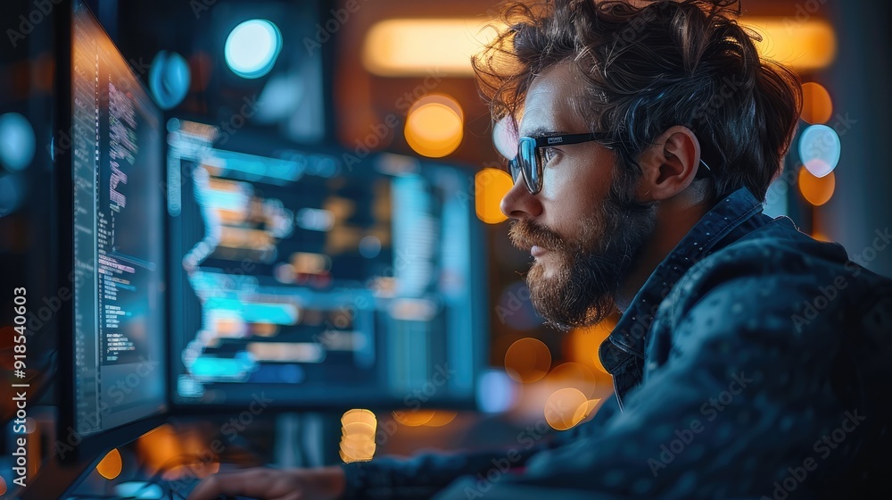 Leinwandbilder a visual effects artist working on a computer, with animation software. generative ai.