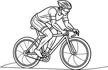 Line Art of Cyclist Riding a Road Bike