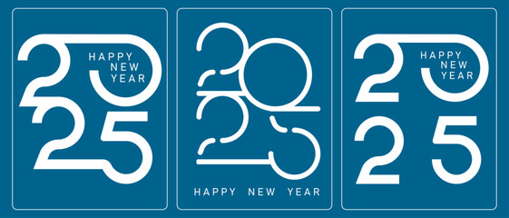 2025 new year logo.2025 year logo set.	