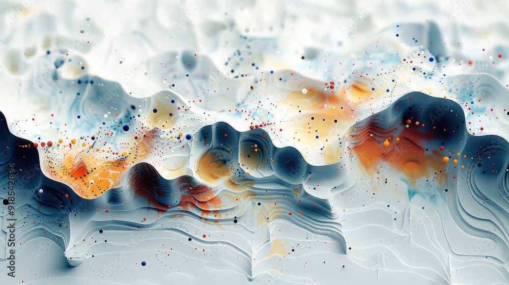 Poster Generate a unique data map that uses unconventional shapes and symbols to represent geographical data, offering an innovative twist on traditional mapping. Generative AI.
