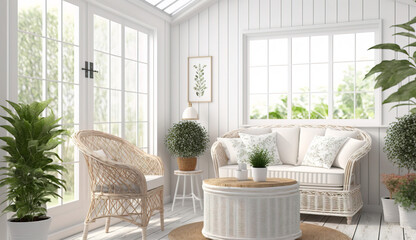 Fototapeta premium Beautiful A bright and airy sunroom