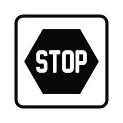 Stop icon. Traffic regulatory warning stop symbol. Black vector stop around the edge on white background. Vector prohibiting design illustration.Eps 10