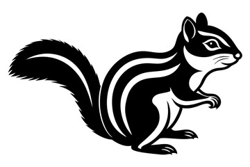 Chipmunk Vector Illustration | Kawaii, Linocut, Cartoon, Clipart, Line Art Design