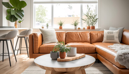 Fototapeta premium Beautiful contemporary and airy living room