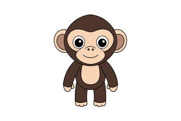 Chimpanzee Vector Illustrations - Linocut, Kawaii, Cartoon, Clipart & Line Art Design.