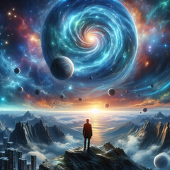 Fototapeta premium At the edge of universe. surreal mystical fantasy artwork