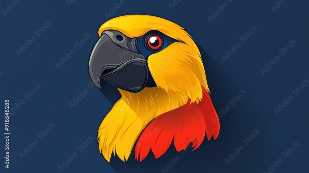 Sticker Vibrant Stylized Parrot Head Illustration