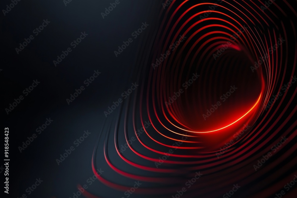  glowing red lines form a striking circular pattern on a dark backdrop, creating an intriguing visual
