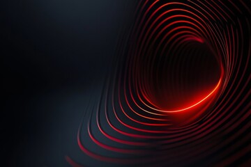 Glowing red lines form a striking circular pattern on a dark backdrop, creating an intriguing visual experience