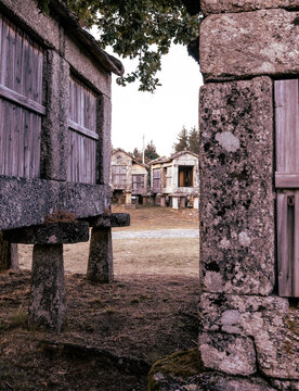 group of stone and wood constructions dedicated to the storage of the harvest in an elevated and airy place for conservation