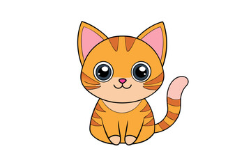 Cat Vector Illustration | Linocut, Kawaii, Cartoon, Clipart, Line Art Design for Microstock Websites