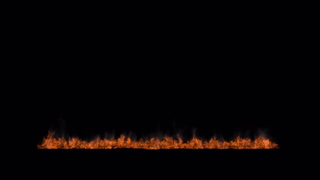 Seamlessly looping video of a distant fire line with light smoke, alpha channel for transparency, 4k 24p, its a loop so make any duration you need, base loop included