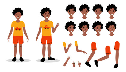 A collection of character design elements featuring a walking elderly man with various expressions 