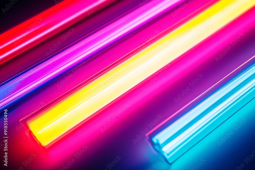 Poster a striking array of vivid neon colors is displayed against a deep black background, highlighting the