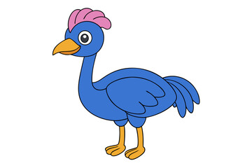 Cassowary Vector Illustration | Linocut, Kawaii, Cartoon, Clipart, Line Art Design