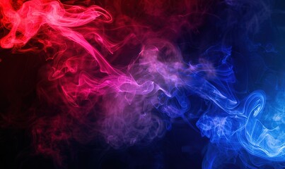 Obraz premium smoke in red and blue light on black background