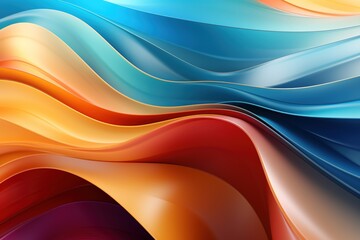 Abstract colorful wavy background with blue, orange and red.
