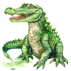 Fototapeta premium Alligator watercolor fantasy animal cartoon isolated whitebackground