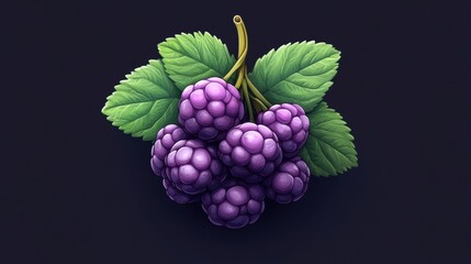 Fototapeta premium Vibrant Grapes with Green Leaves on Dark Background