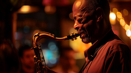 Jazzman getting just a little bit too hyped up about the jazz music, comedic