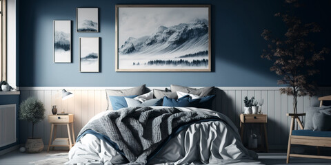 beautiful Cozy Blue and White Bedroom design
