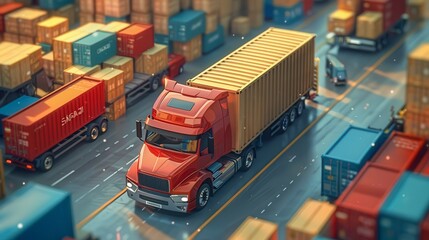 Efficient Transportation Logistics: Illustrations of Vehicles, Delivery Services, and Freight Management in Supply Chains