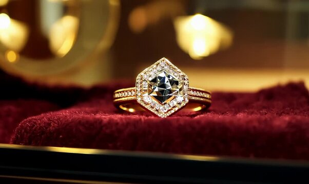 Close-up of a Diamond Ring in a Pawn Shop
