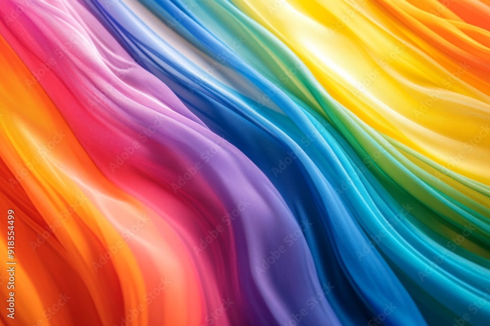 Poster waves of colorful fabric flow together, creating a dynamic abstract background with vibrant hues ble