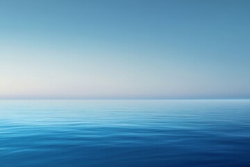 Obraz premium A smooth gradient background showcases deep ocean blue hues merging seamlessly with lighter shades, creating a peaceful atmosphere