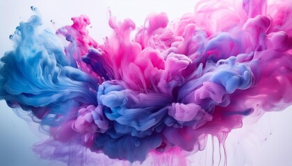 Fototapeta premium A splash of vibrant pink, purple, and blue paint merging into one another, softly fading int