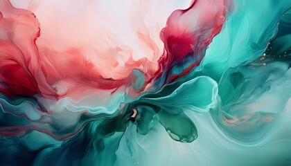 Abstract splashes in rich jewel tones of emerald, sapphire, and ruby, gently diffused into a