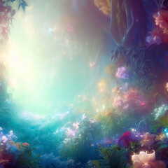 Obraz premium Beautiful enchanted fairy garden landscape