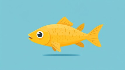 Cartoon Yellow Fish on Blue Background