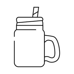glass with straw and handle line icon vector. glass with straw and handle sign. isolated contour symbol black illustration