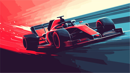 Racing car illustration. Formula one. Motorsport.	