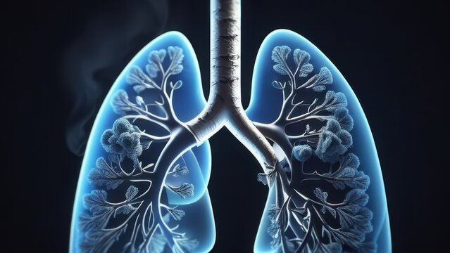 A cigarette in a smoker's lungs causes deterioration of health and death, the lungs are affected by disease, harm from smoking cigarettes, lung diseases