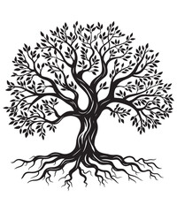 Tree silhouette on white background