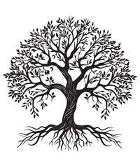 Tree silhouette on white background