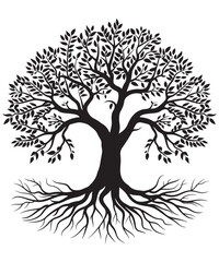 Tree silhouette on white background