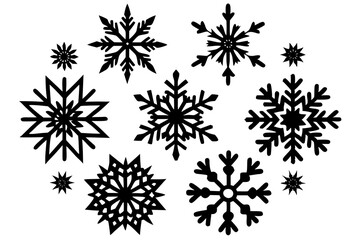 Cute snowflakes collection isolated on white background