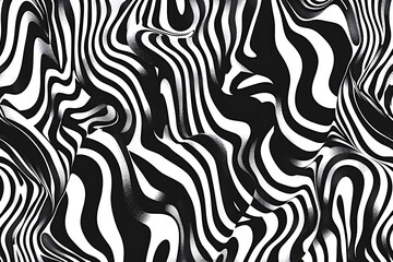 Fluid wave patterns, dynamic flow, energetic ripples, monochrome palette, optical illusion, rhythmic movement, deep contrast, visual tension, kinetic energy, intricate design
