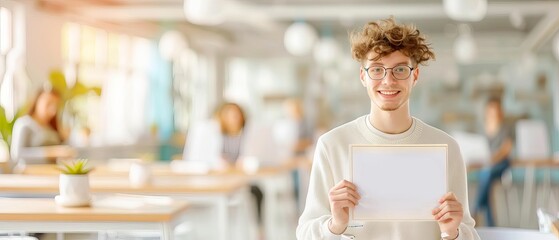 Cheerful student holding certificate for volunteer service, Volunteer Service Award, Community Contribution
