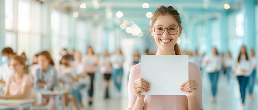 Cheerful student holding certificate for volunteer service, Volunteer Service Award, Community Contribution