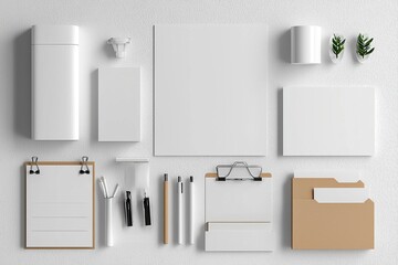 Realistic blank stationery set mockup isolated created with generative ai