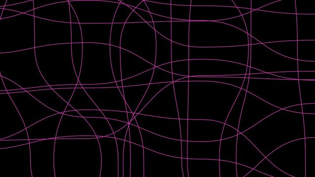 Abstract background with lines moving in slow wavy motion. Contrast pink and black colors. Digital motion design. Trendy Y2K vibes